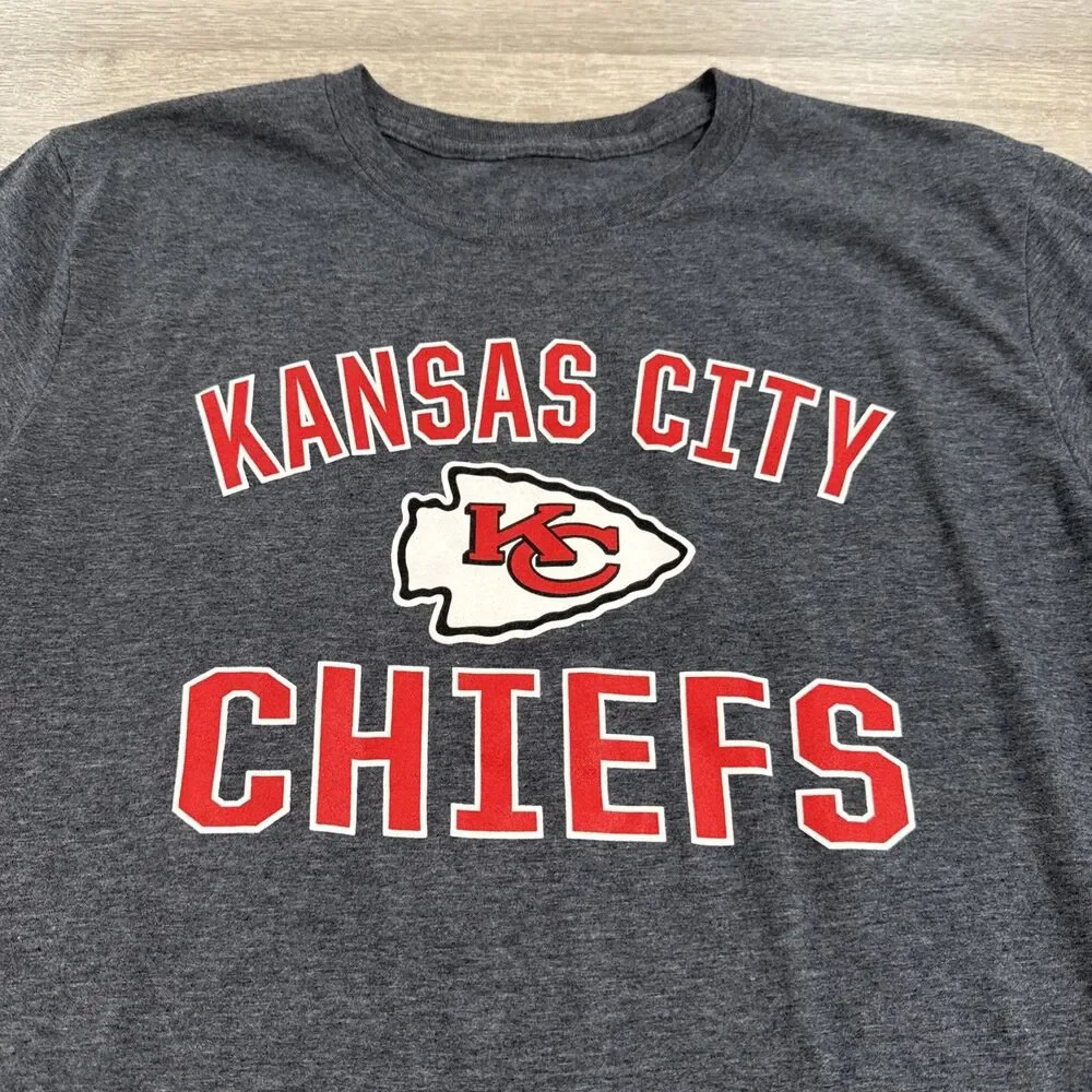 Kansas City Chiefs Shirt NFL Fanatics Men’s Gray Large Short Sleeve Football